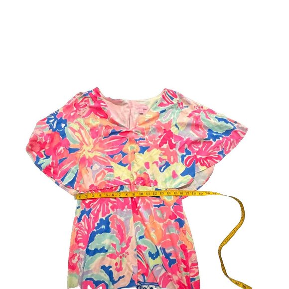 Lilly Pulitzer Gabrielle Dress Size L Cold Shoulder Caftan Pink Playa Hermosa - Picture 3 of 5